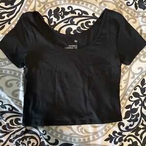 M SO Black Cropped Layering Tee